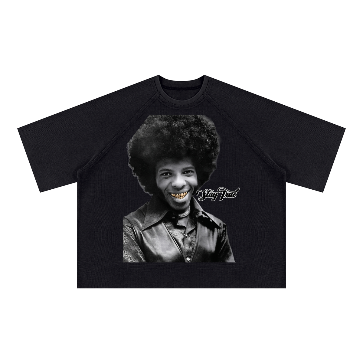 "Sly Stone" Mineral Wash Boxy Waffle T-Shirt