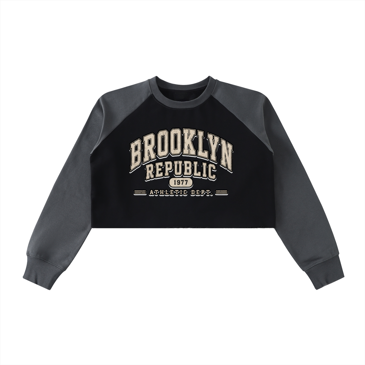 Brooklyn Republic essentials™ Raw-Hem Raglan Crop Sweatshirt