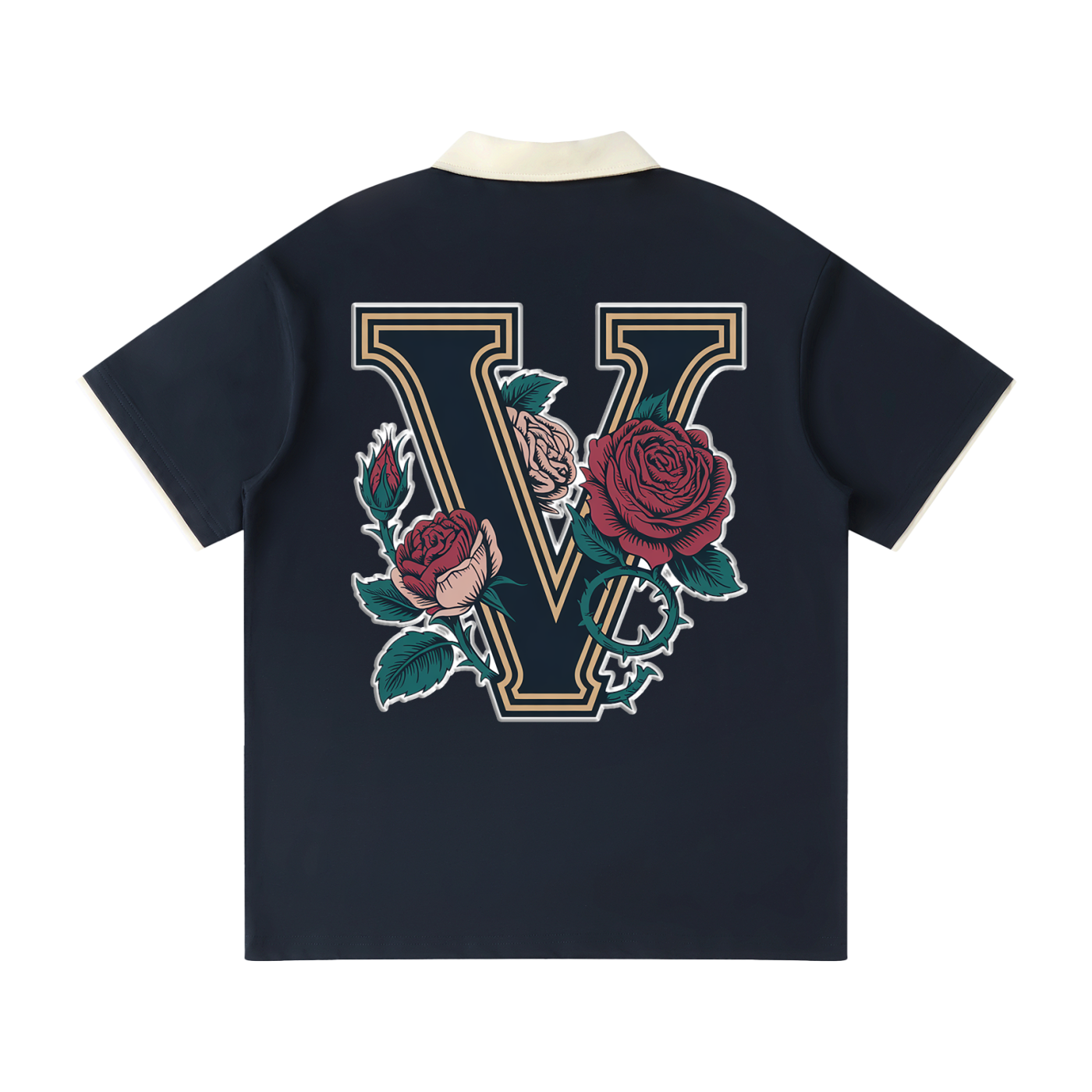 "Varsity" Contrast Collar Raglan Polo Shirt