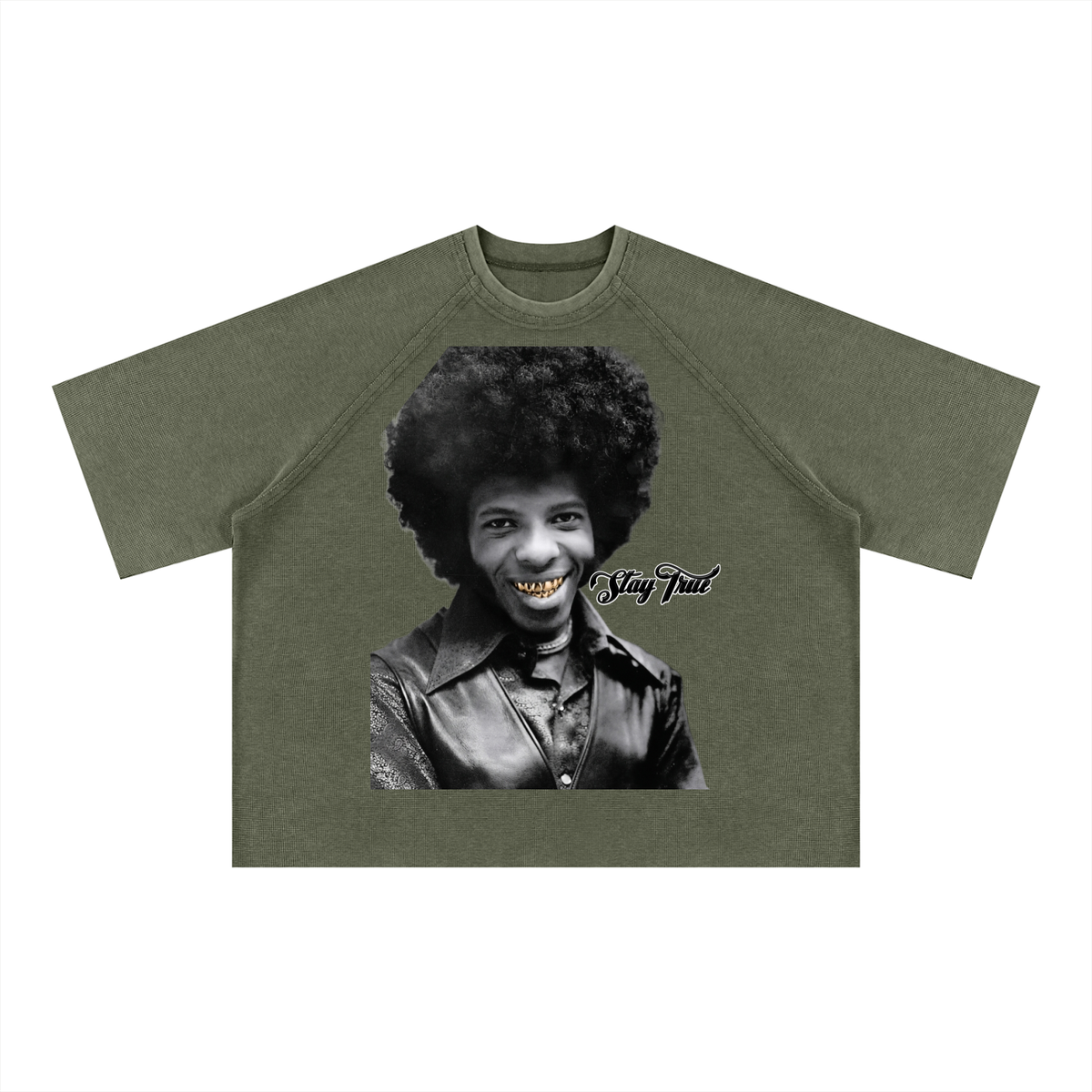 "Sly Stone" Mineral Wash Boxy Waffle T-Shirt