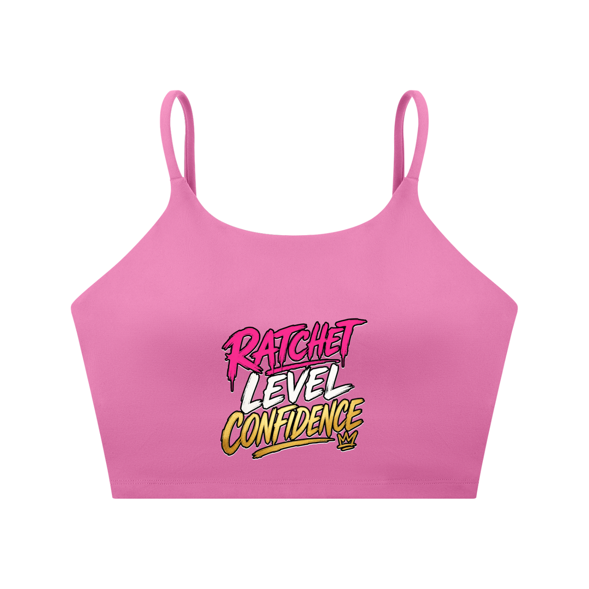 "Ratchet Level Confidence" Spaghetti Strap Yoga Sports Bra
