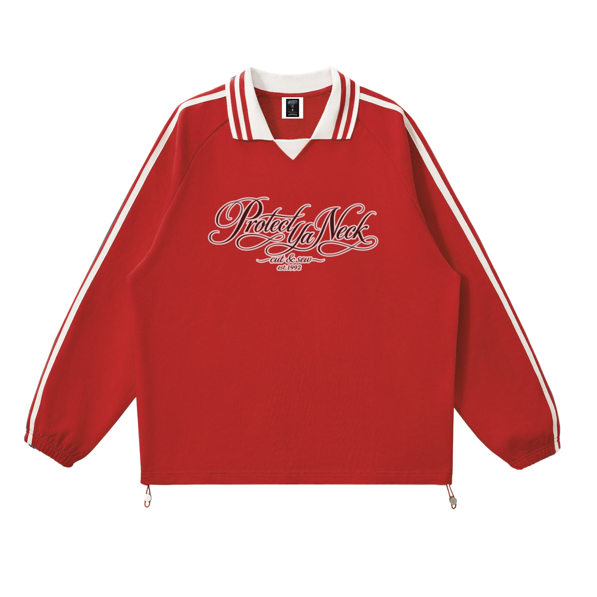PYN™ "Cut & Sew" Contrast Striped Lapel Collar Sweatshirt