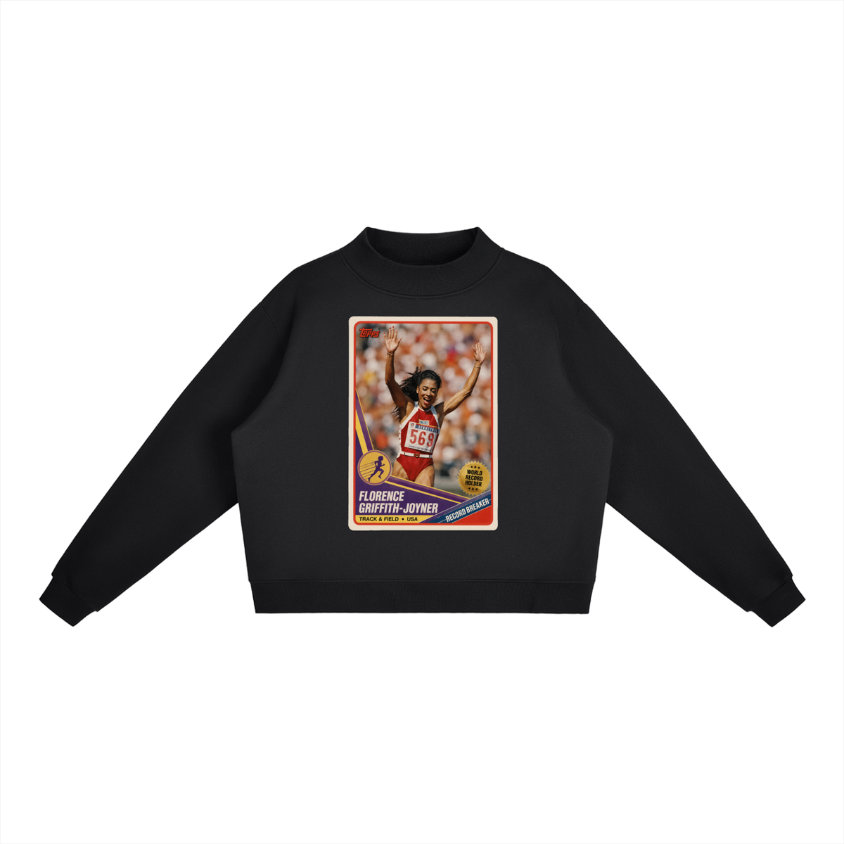 "Flow Jo" Fleece Mock-Neck Crew Sweatshirt