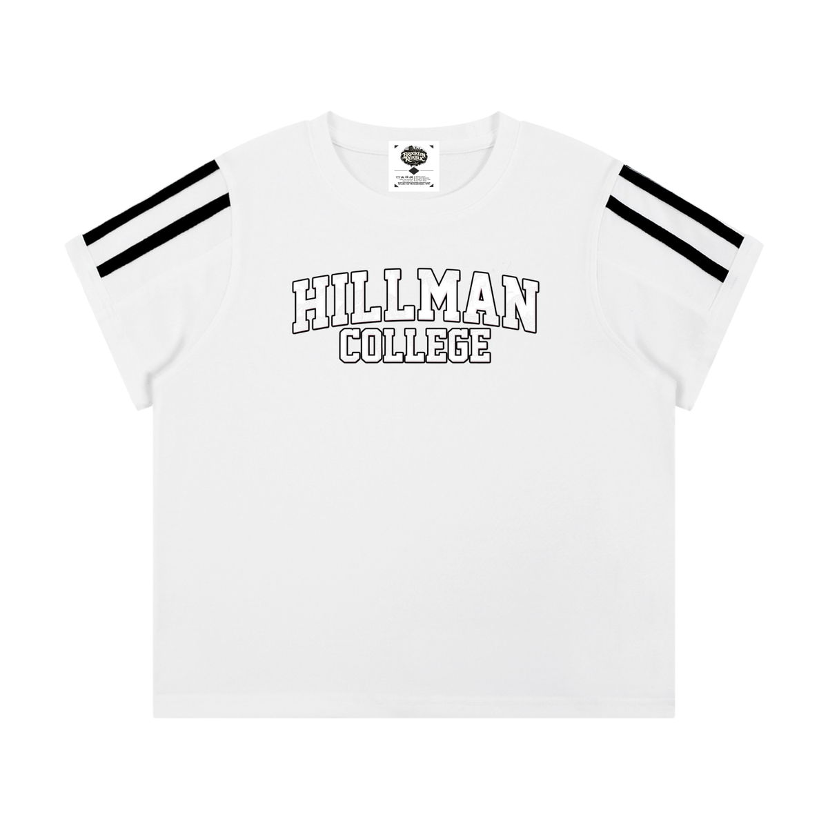 "Hillman College" Women's Varsity Stripe T-Shirt