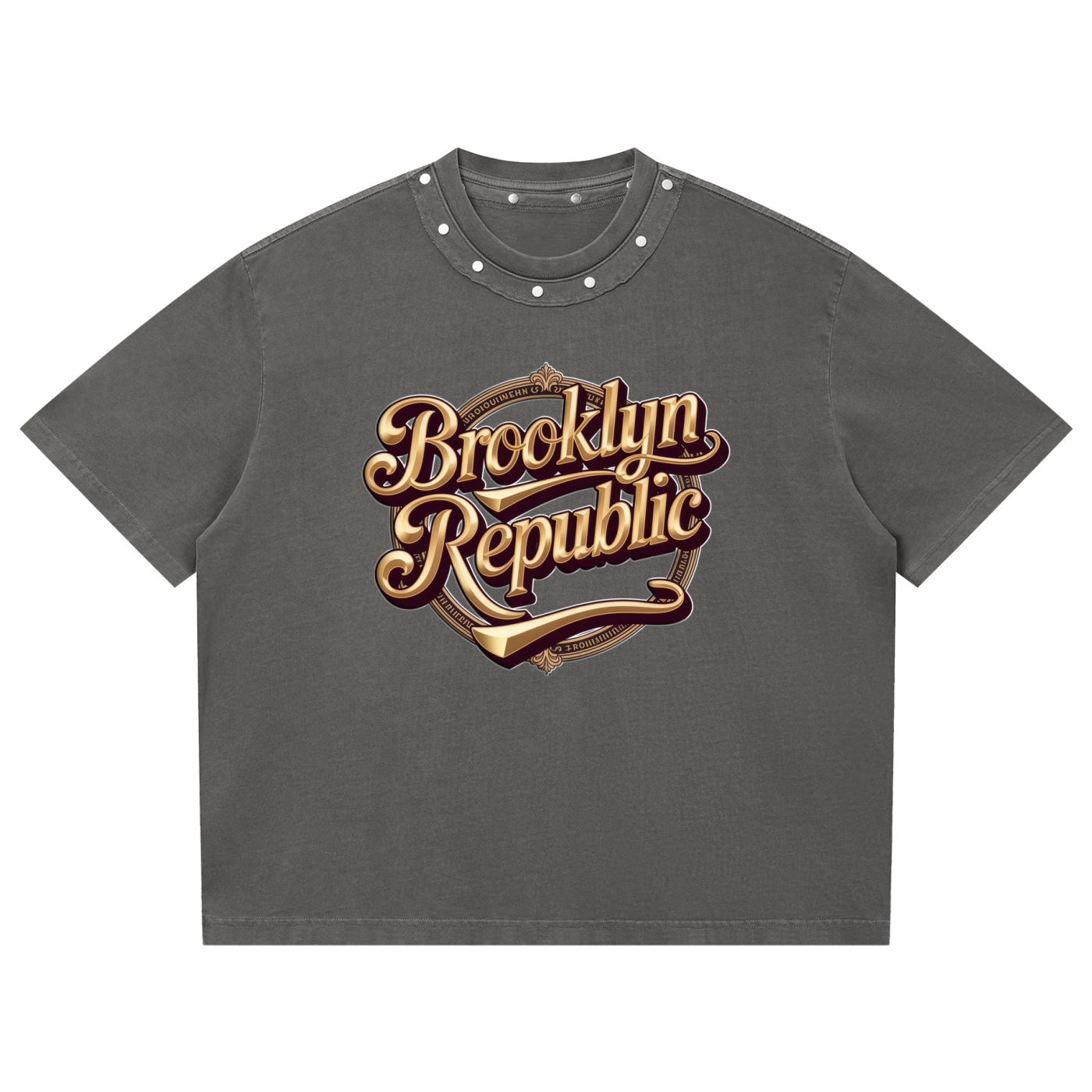 Essential Washed Box-cut Studded T-Shirt