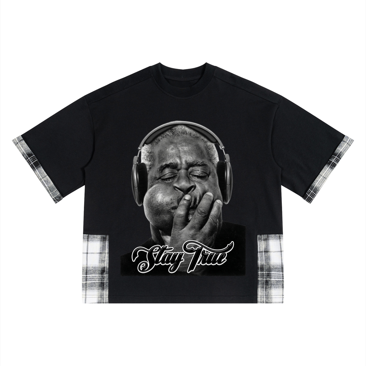 "Dizzy Dope" " Plaid Paneled T-Shirt