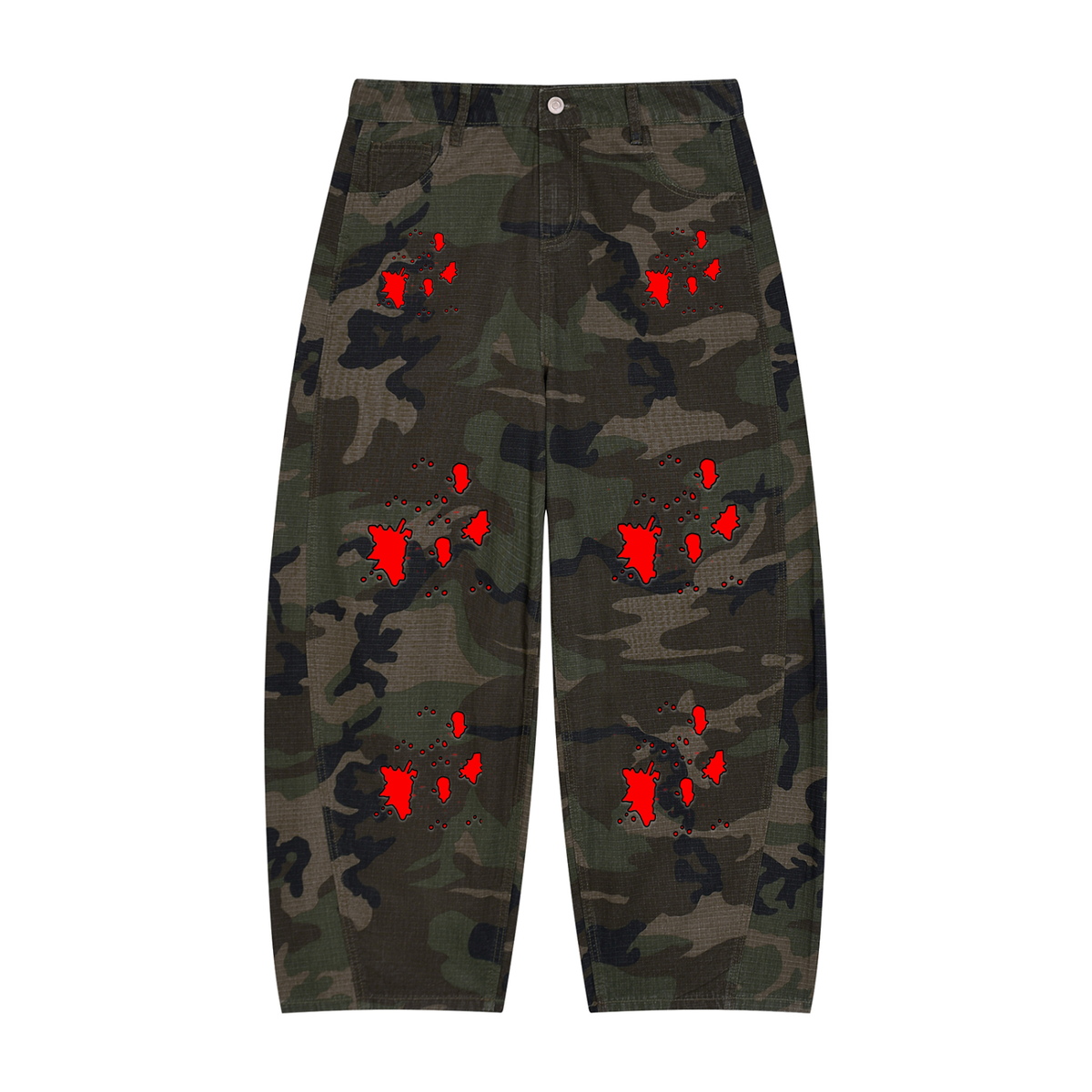 "Blood Rain" Men’s Camo Barrel Leg Cargo Pants