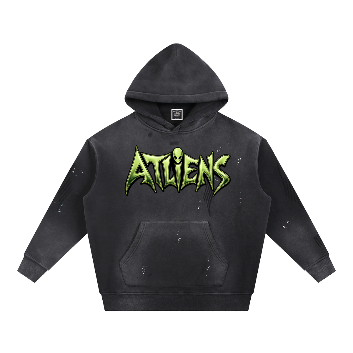 "ATLiens" Vintage Washed Frayed Fleece Hoodie