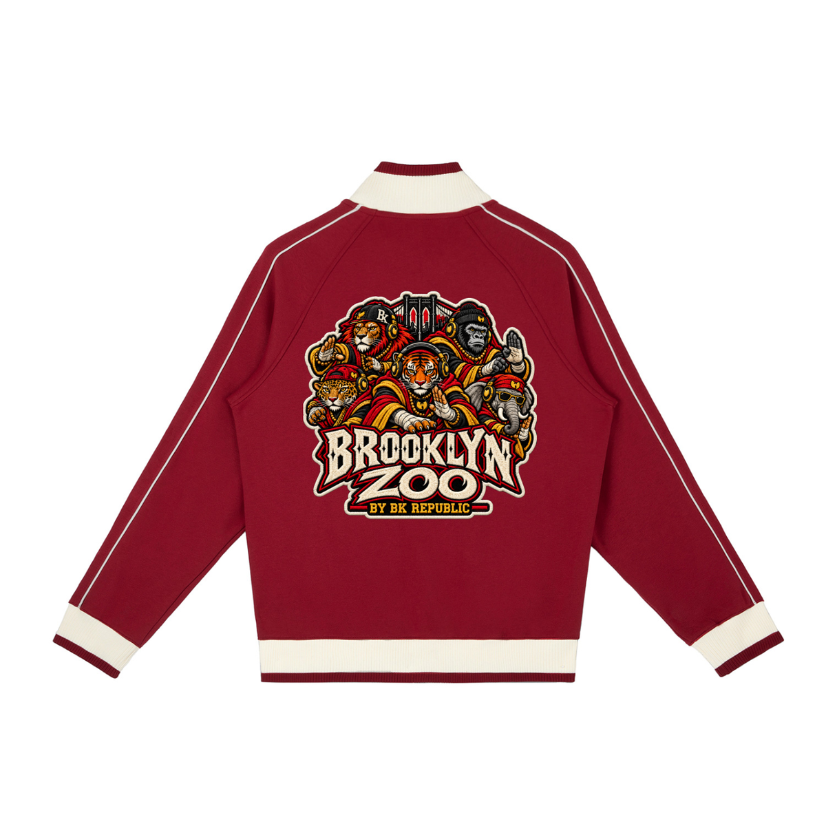 Brooklyn Zoo™ "Bruh Rabbit Stew" Color Block Raglan Sleeve Zip Track Jacket