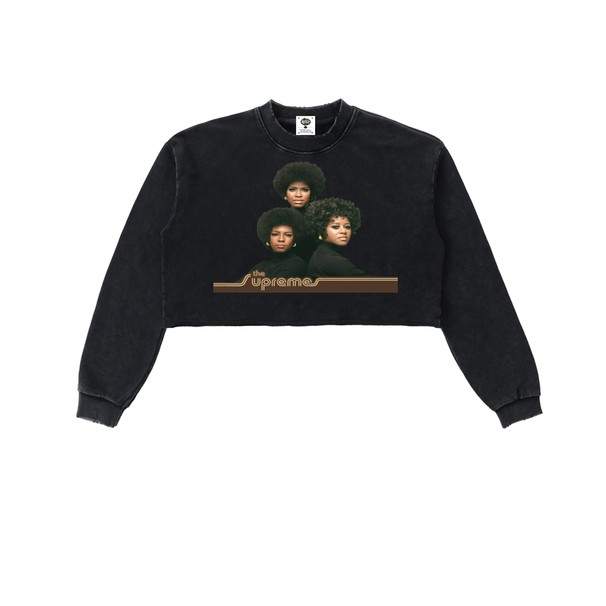 "The Supreme's" Snow Washed Raw Edge Cropped Sweatshirt