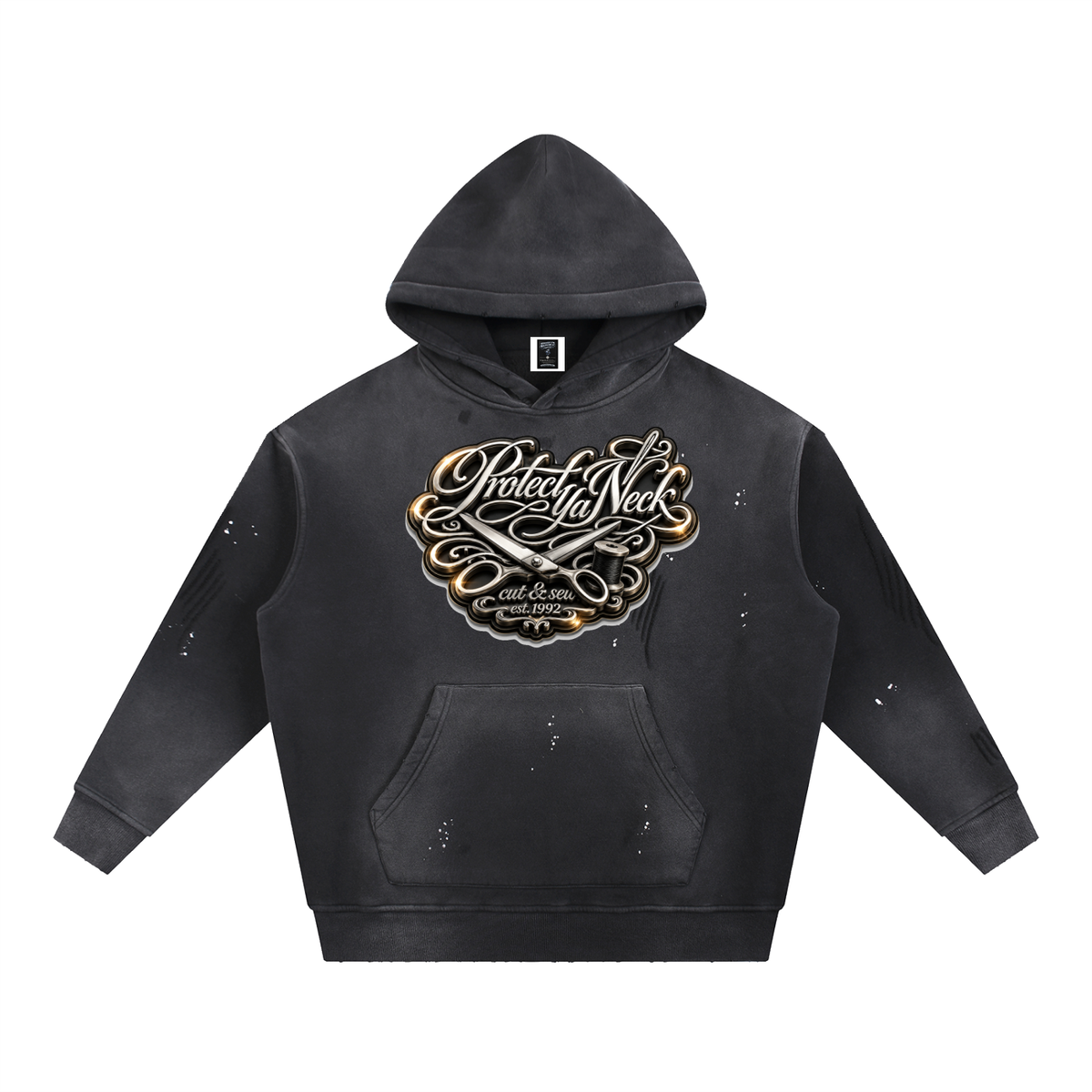 PYN™ "Cut & Sew" Standout Vintage Washed Frayed Fleece Hoodie