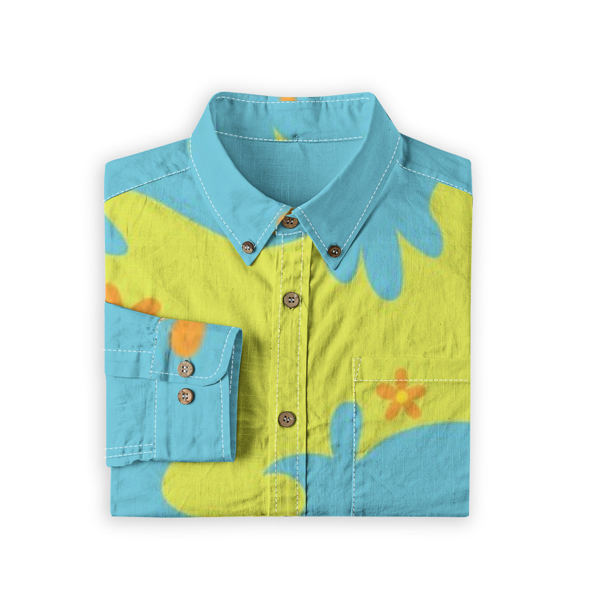 "Hey Scooby" Casual Lapel Long Sleeve Button-Up