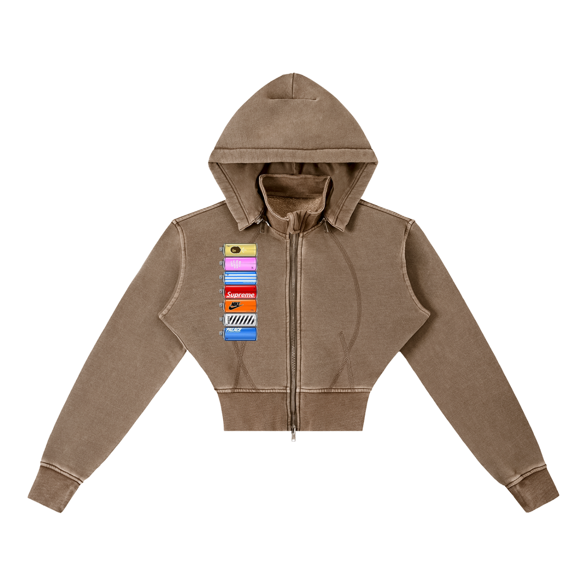 "Taggin' " Vintage Washed Cropped Fleece Hoodie