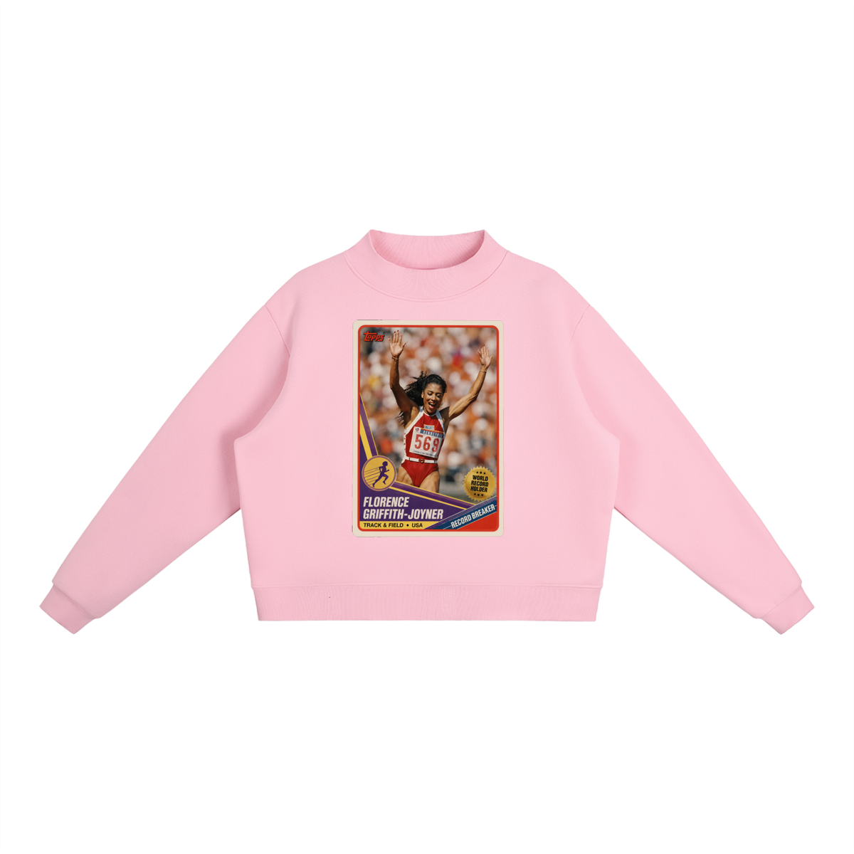 "Flow Jo" Fleece Mock-Neck Crew Sweatshirt