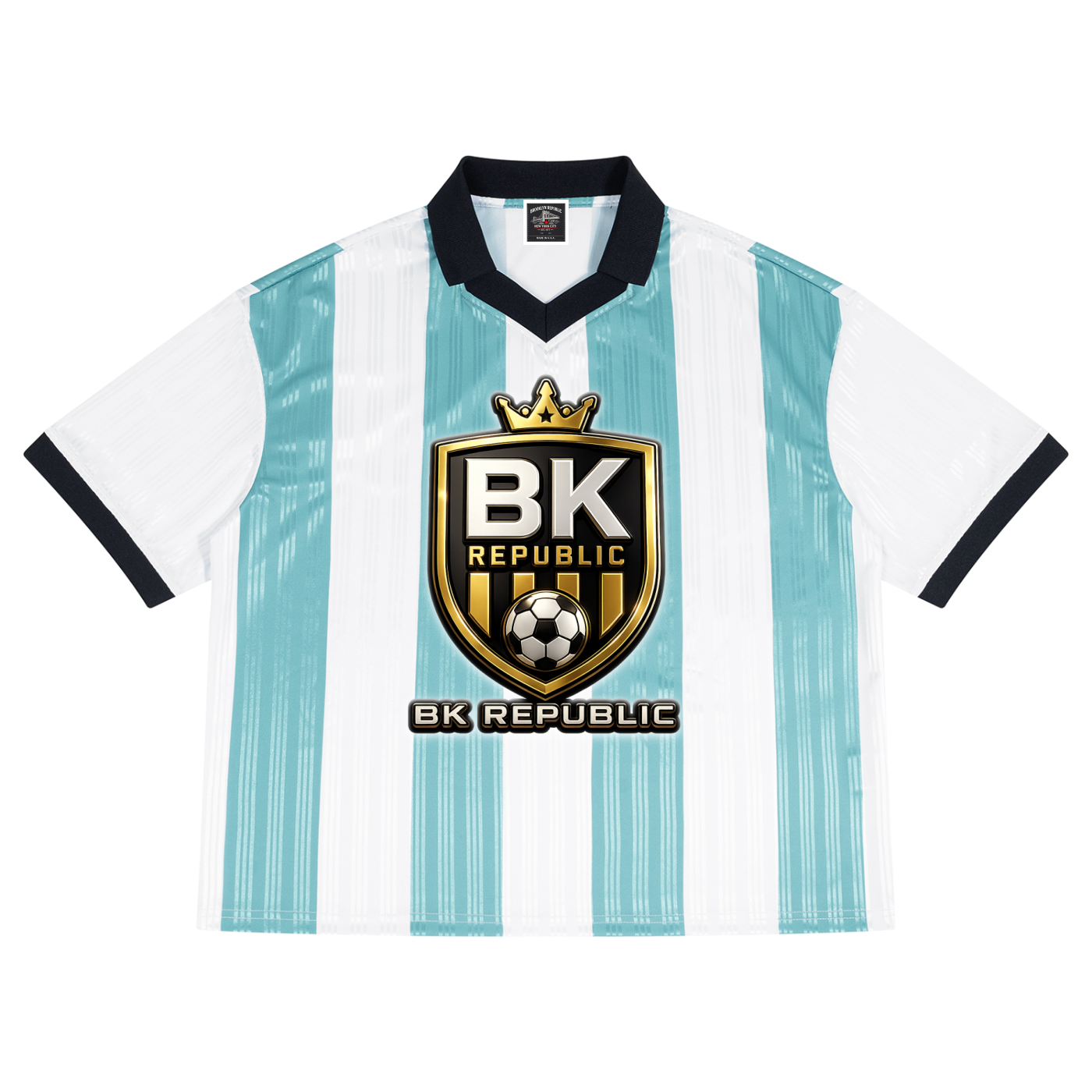 "BK United" Boxy Striped Collared Soccer Jersey