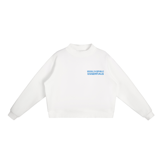 Brooklyn Republic Essentials™ Embroidered Fleece Mock-Neck Crew Sweatshirt