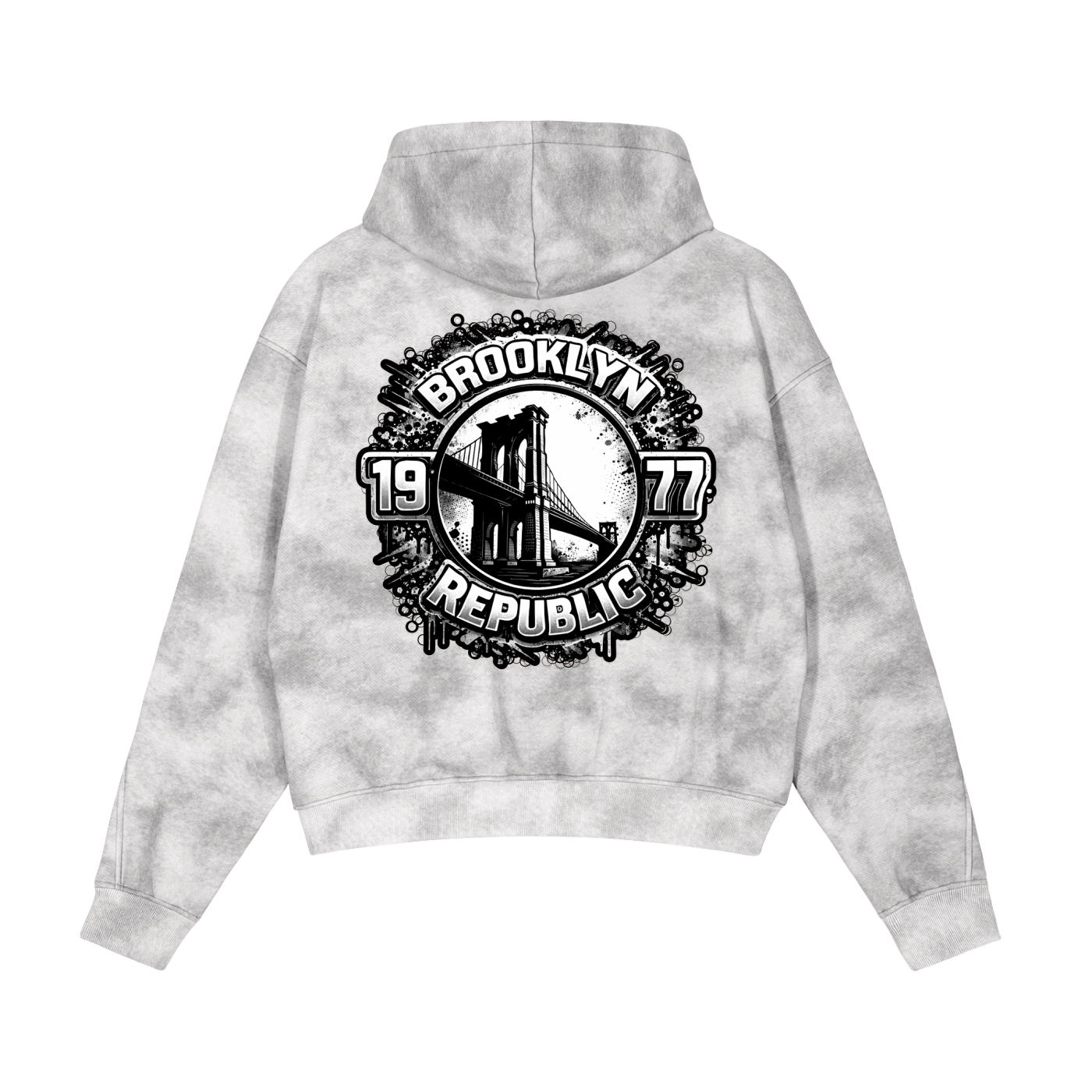 "BK Republic™ " Dirty Washed Zip-Up Fleece Hoodie