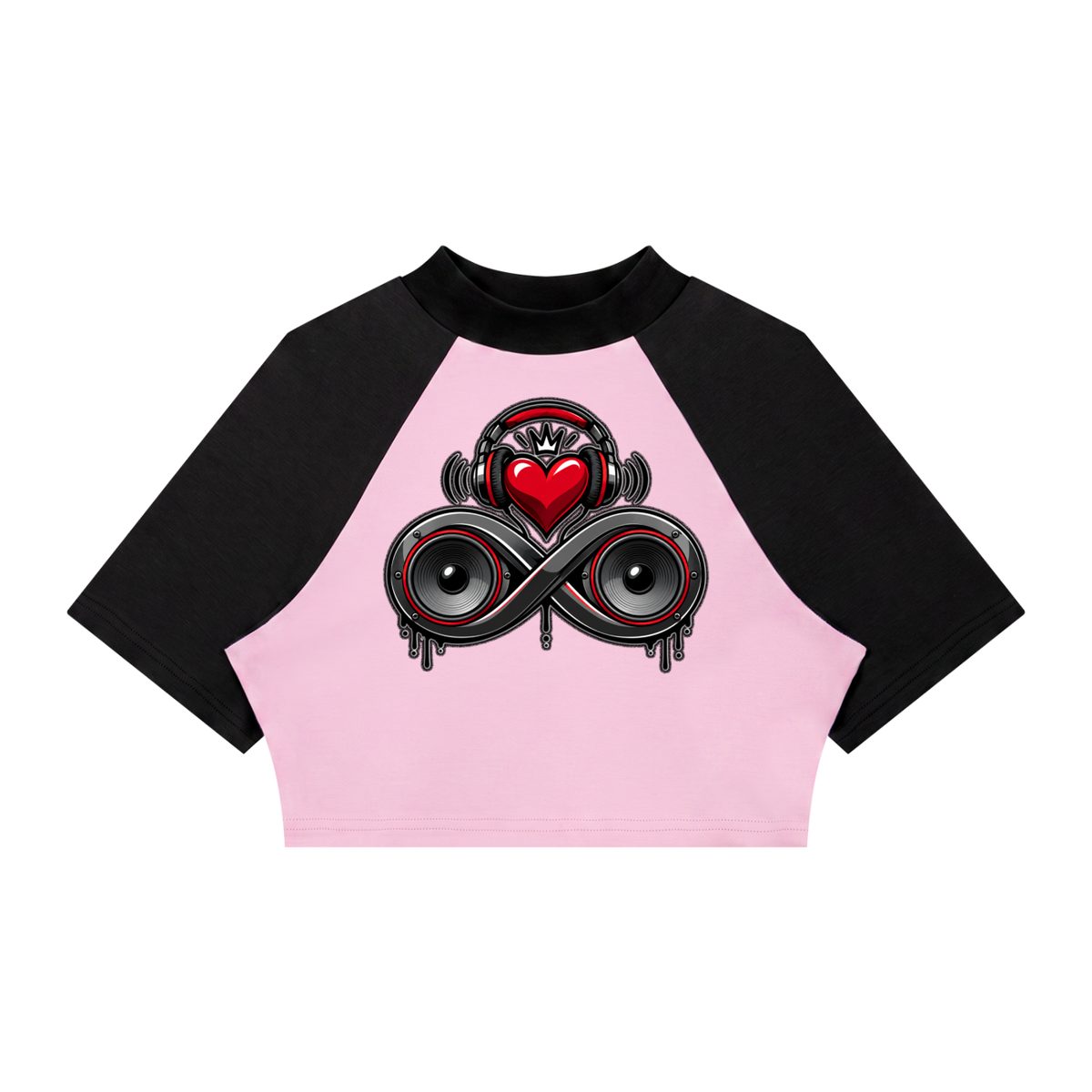 Infinity Sione™ "Heartbeatz" Color Block Raglan Crop T-Shirt