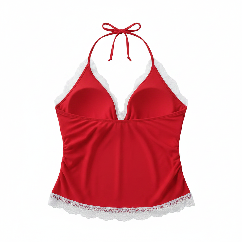 "Cherry Bomb" Women's Lace-Trimmed Tie-Back