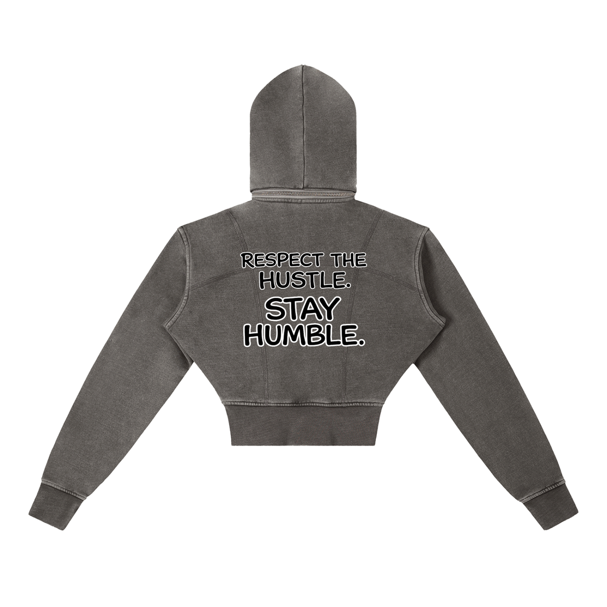 "STAY TRUE" Vintage Washed Cropped Fleece Hoodie