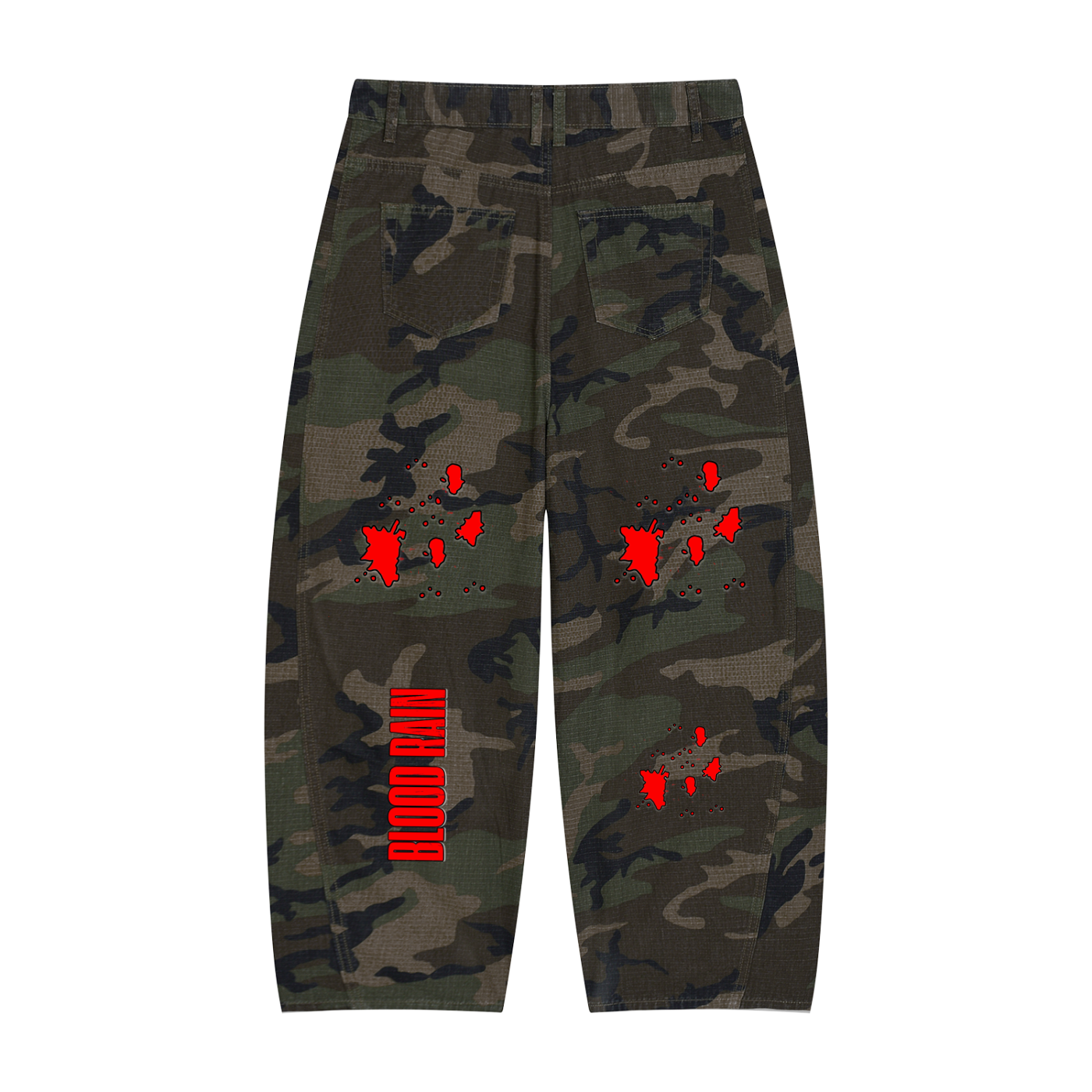 "Blood Rain" Men’s Camo Barrel Leg Cargo Pants
