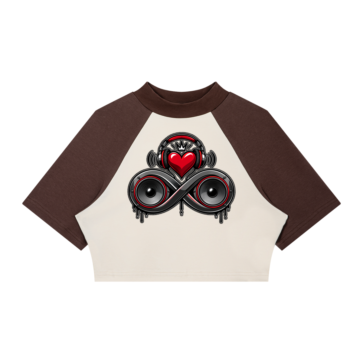 Infinity Sione™ "Heartbeatz" Color Block Raglan Crop T-Shirt