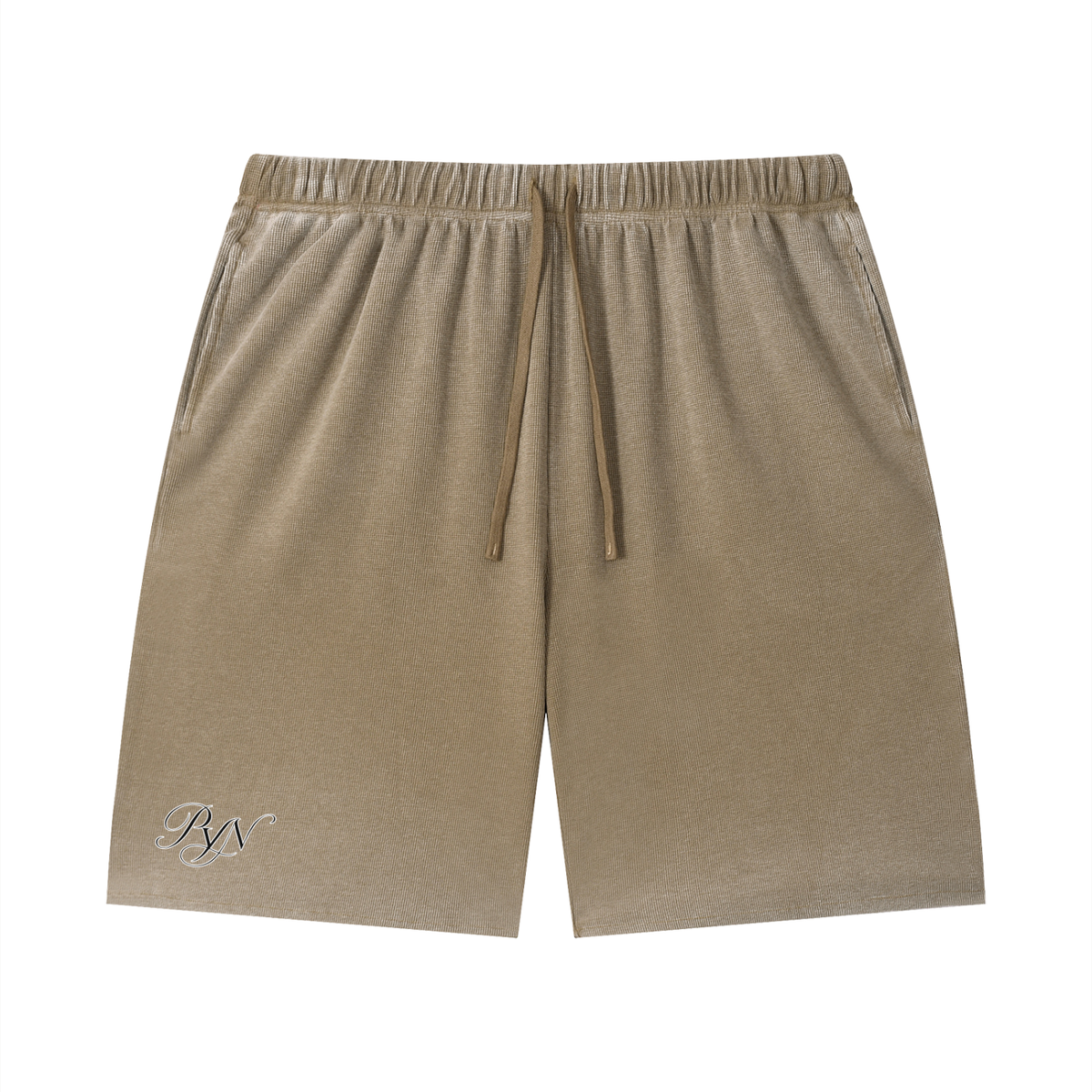 PYN™ "PYN" Vintage Wash Sunfade Waffle Raw Hem Shorts