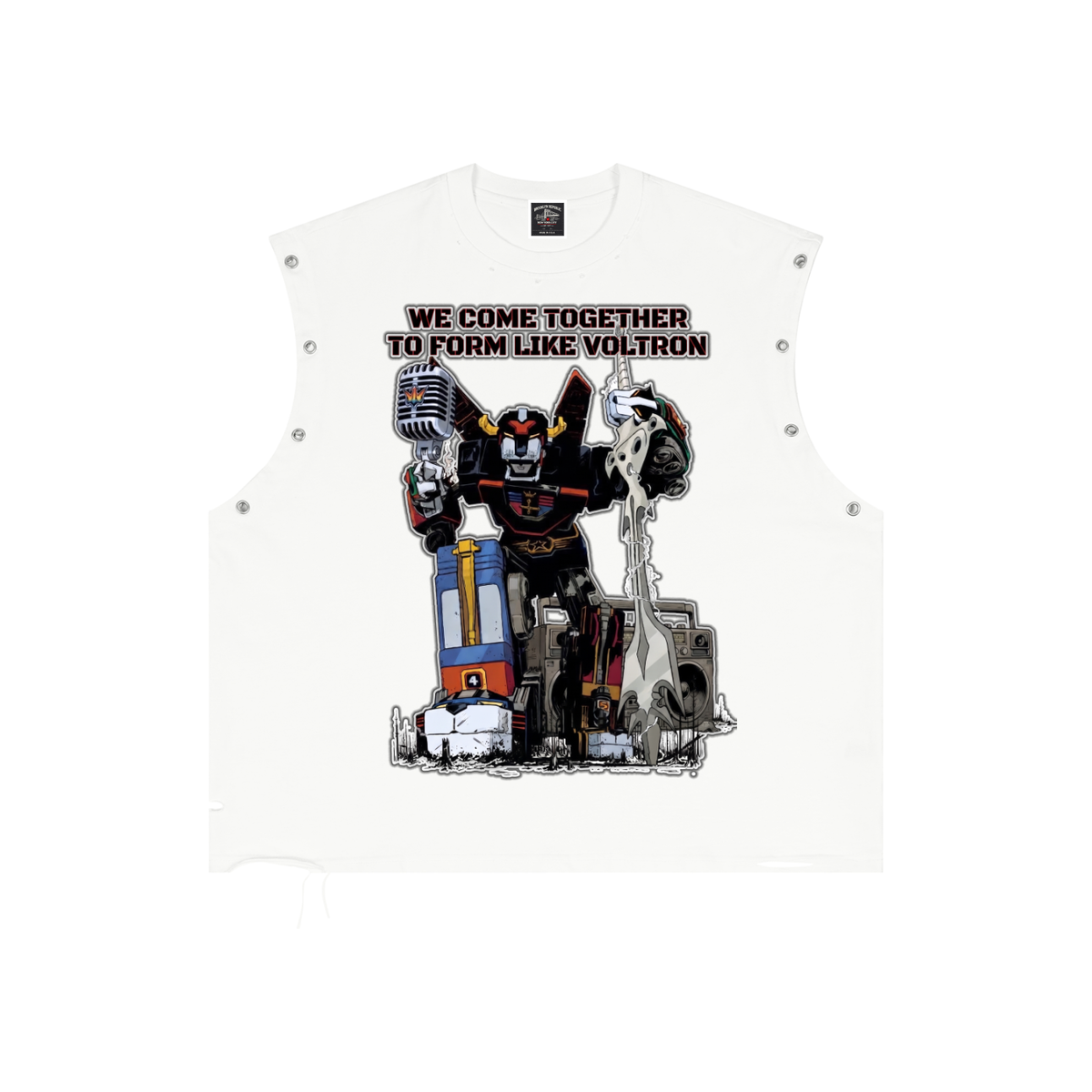 "We form like Voltron" Distressed Grommet Eyelet Tank Top
