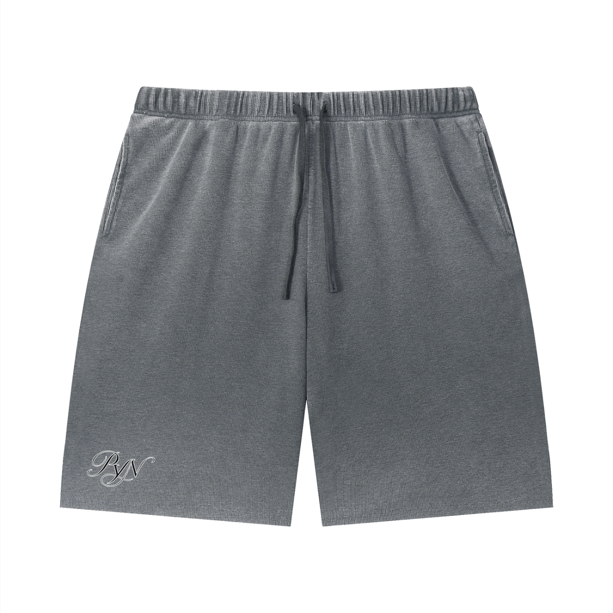 PYN™ "PYN" Vintage Wash Sunfade Waffle Raw Hem Shorts