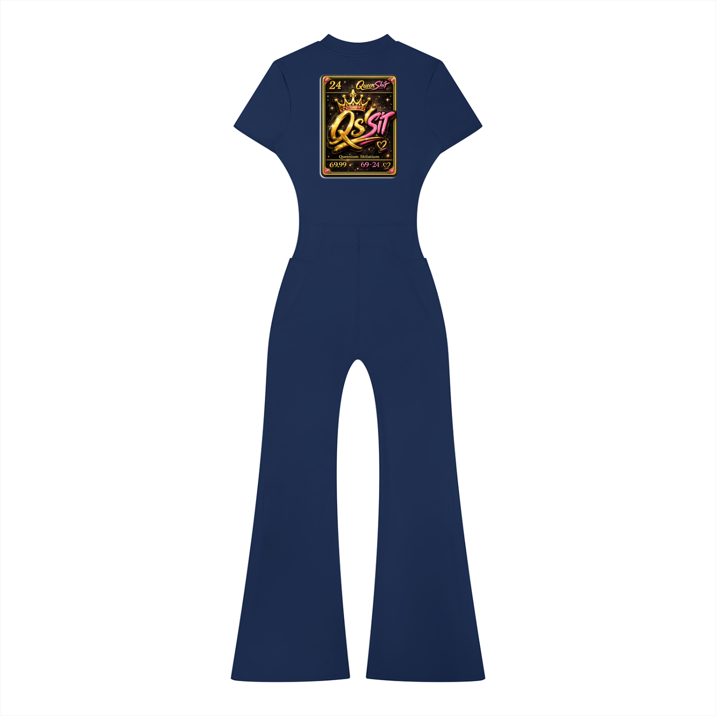 "QUEEN" Women’s Tight Flared Leg Quarter-Zip Jumpsuit