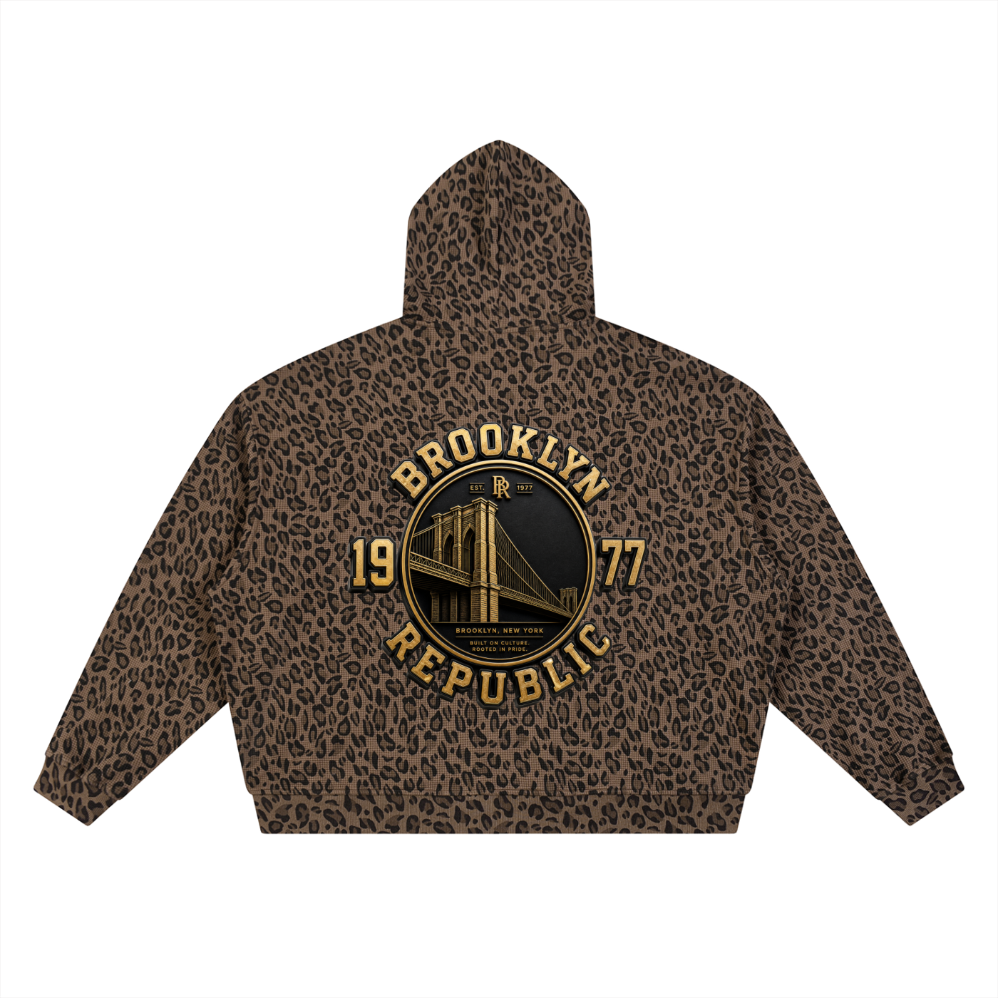 "Golden Standard" Leopard Print Waffle Full Zip Hoodie