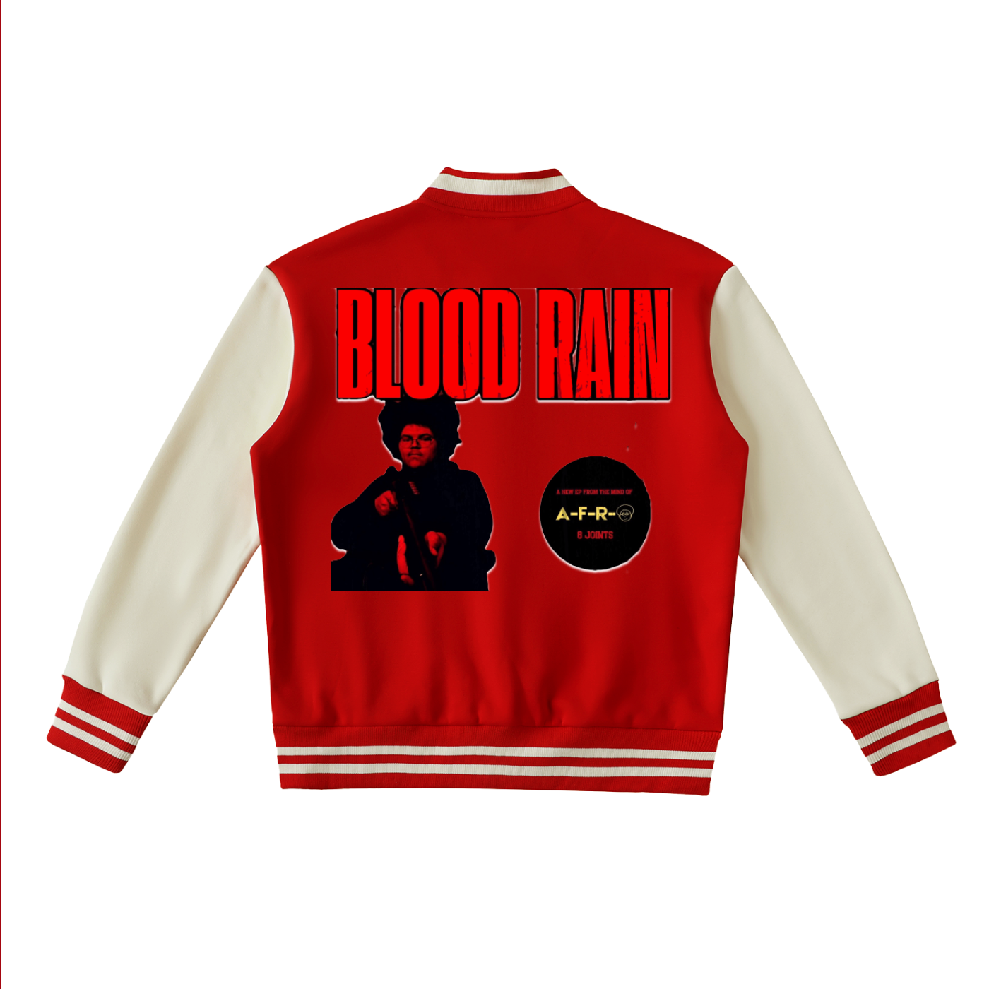 "Blood Rain" Two-Tone Fleeced Varsity Jacket
