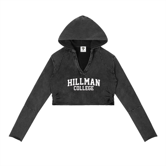 "Hillman College" Vintage Washed Raw Edge Hoodie