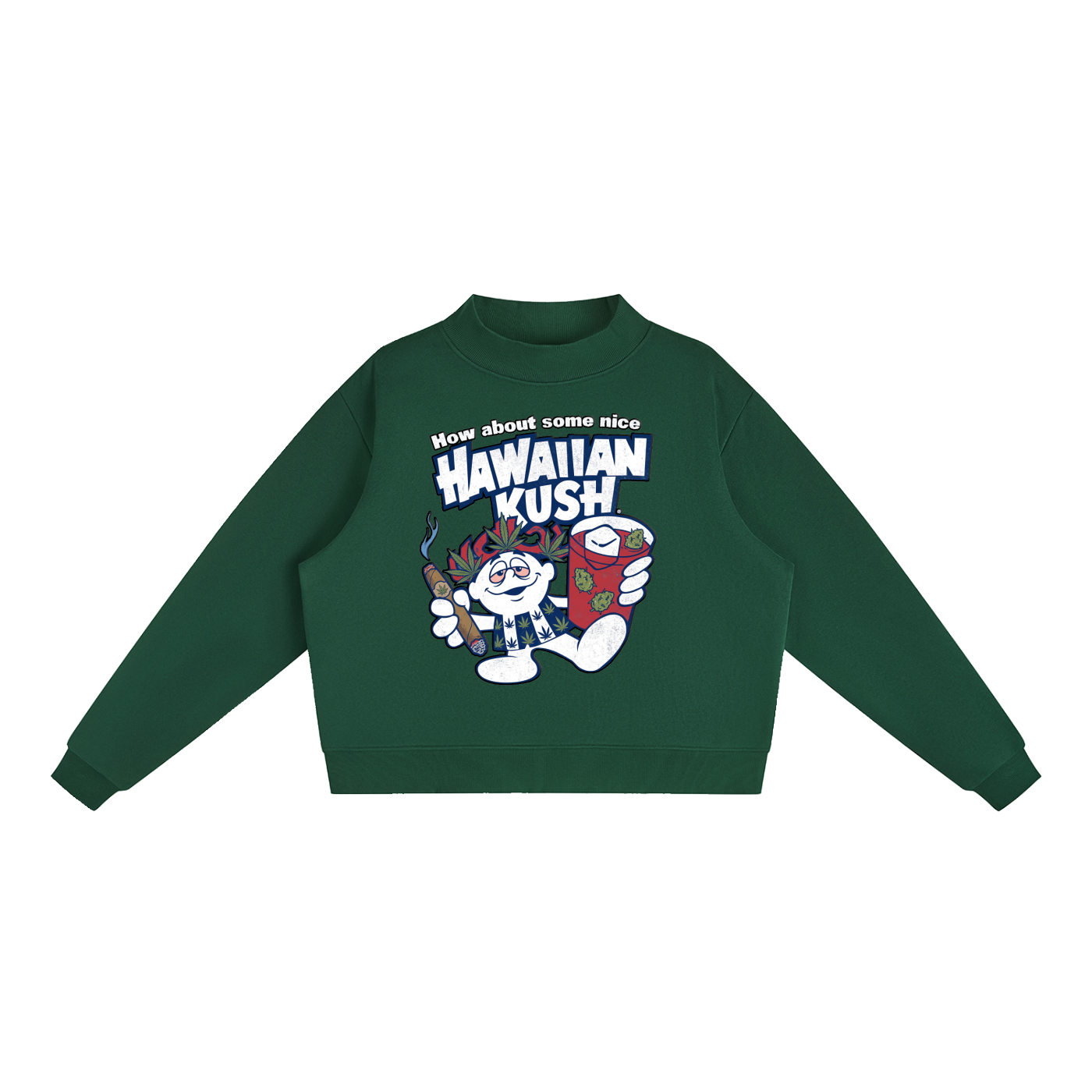 Sparksky & Dutch™ "Hawaiian Punch" Essential Fleece Mock-Neck Crew Sweatshirt