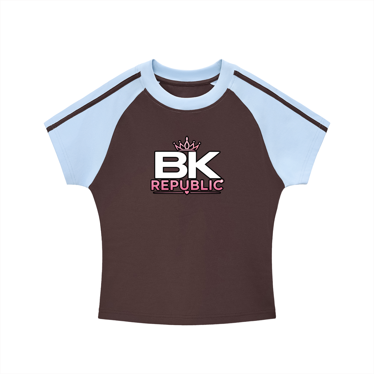 Brooklyn Republic Essentials™ Women's Contrast Stripes Bodycon Raglan Sleeve T-Shirt