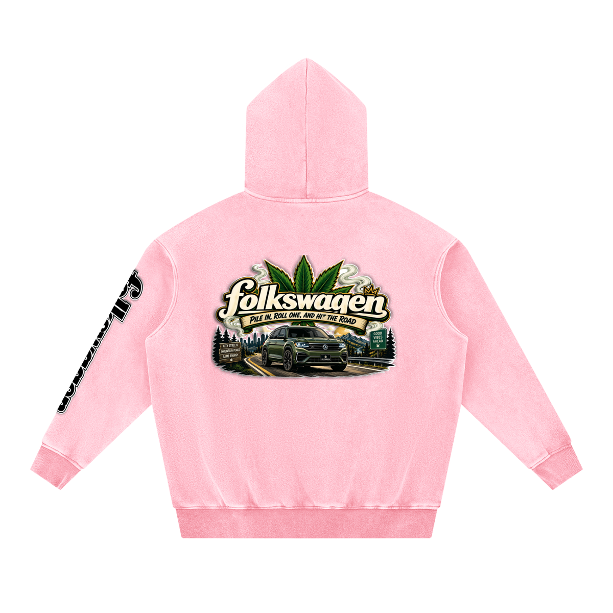 "Road Trip" Snow Wash Fleece Oversize Hoodie