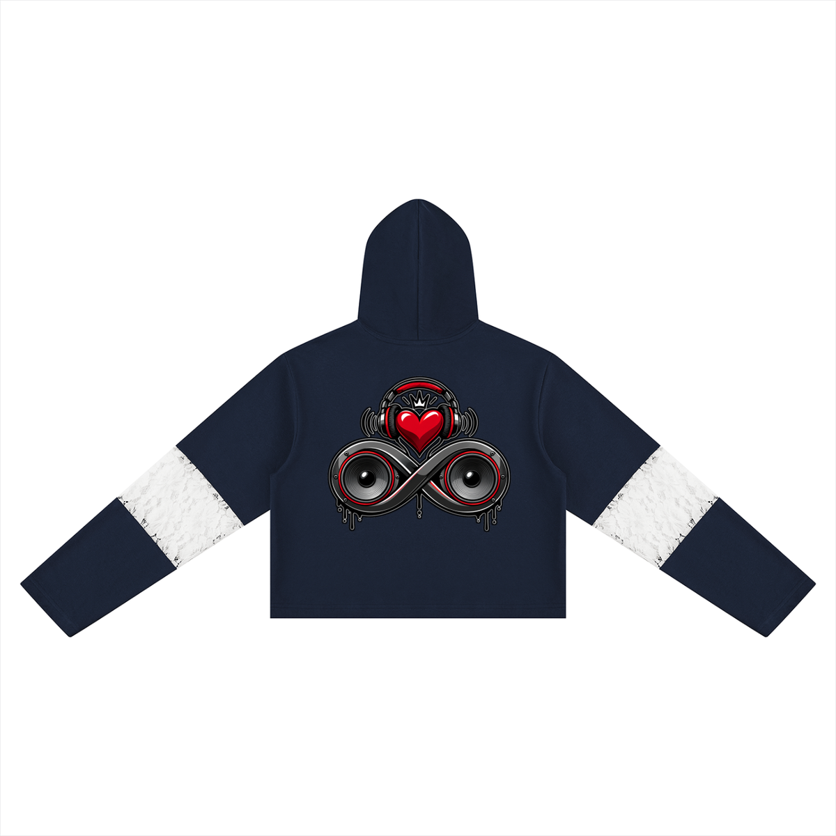 Infinity Sione™ "Heartbeatz" Women’s Cropped Lace-Panel Hoodie