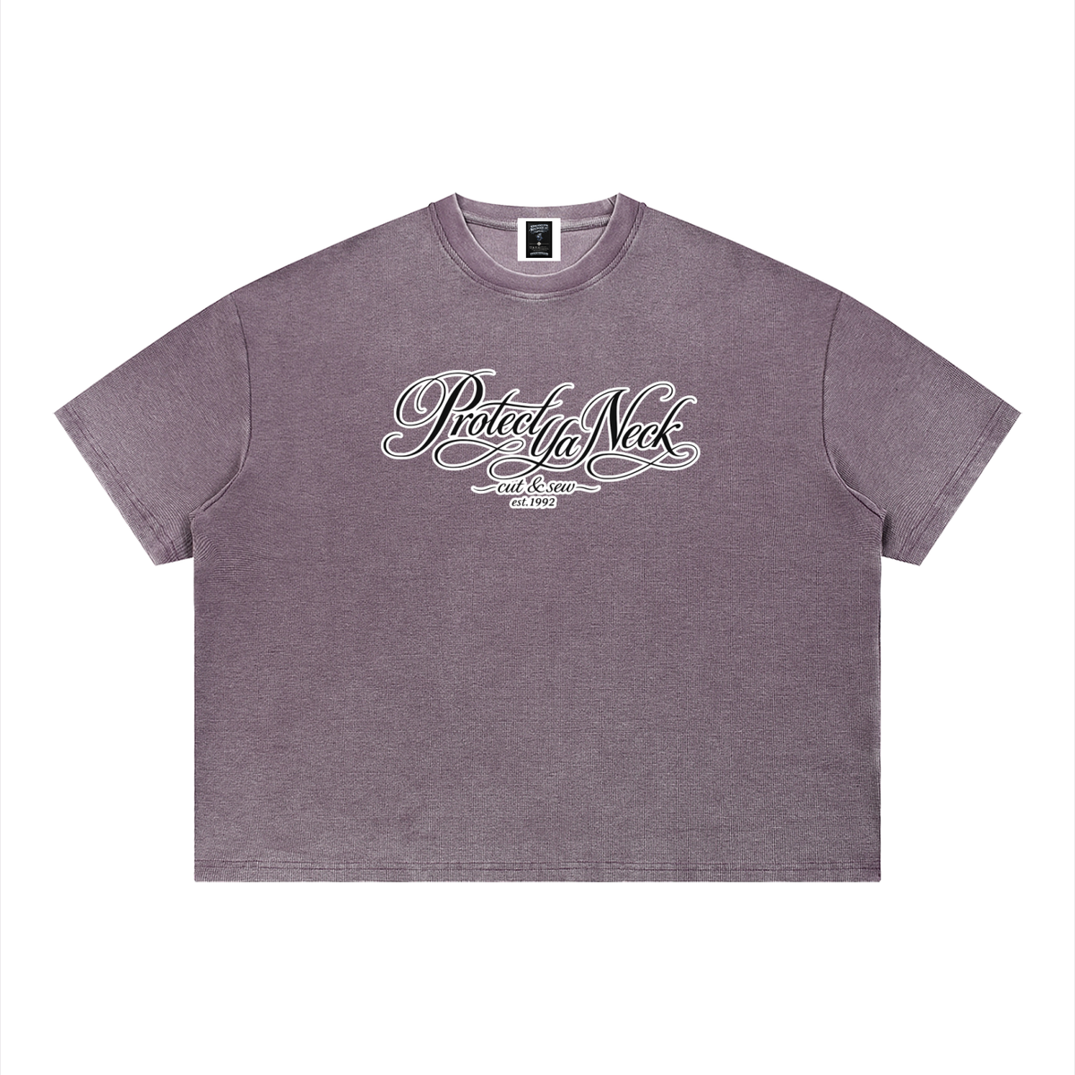 PYN™ "Cut & Sew" Vintage Wash Sunfade Boxy Waffle T-Shirt