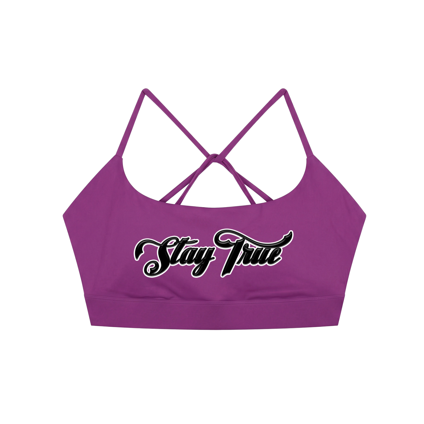 "STAY TRUE" Strappy Criss Cross Yoga Sports Bra