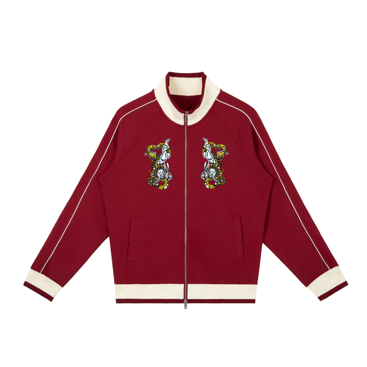 Brooklyn Zoo™ "Bruh Rabbit Stew" Color Block Raglan Sleeve Zip Track Jacket