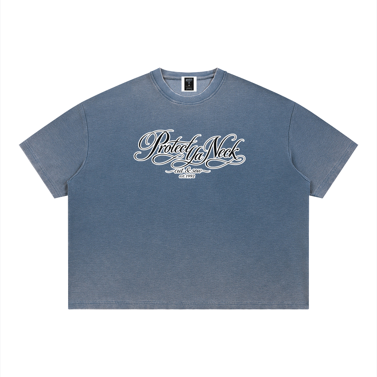 PYN™ "Cut & Sew" Vintage Wash Sunfade Boxy Waffle T-Shirt
