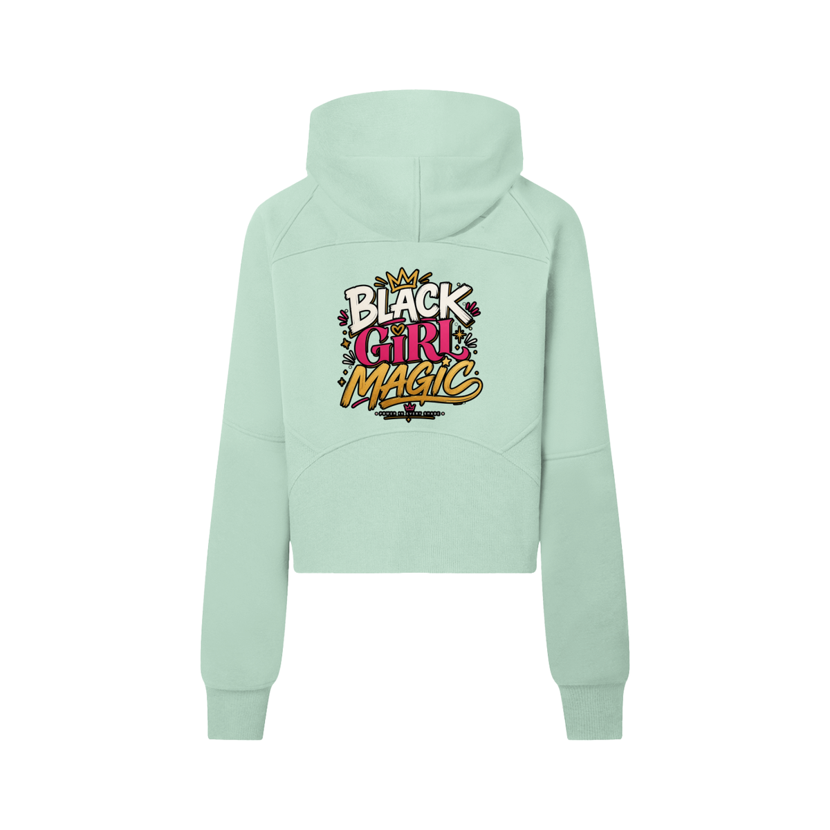 "Black Girl Magic" Cropped Half-Zip Hoodie
