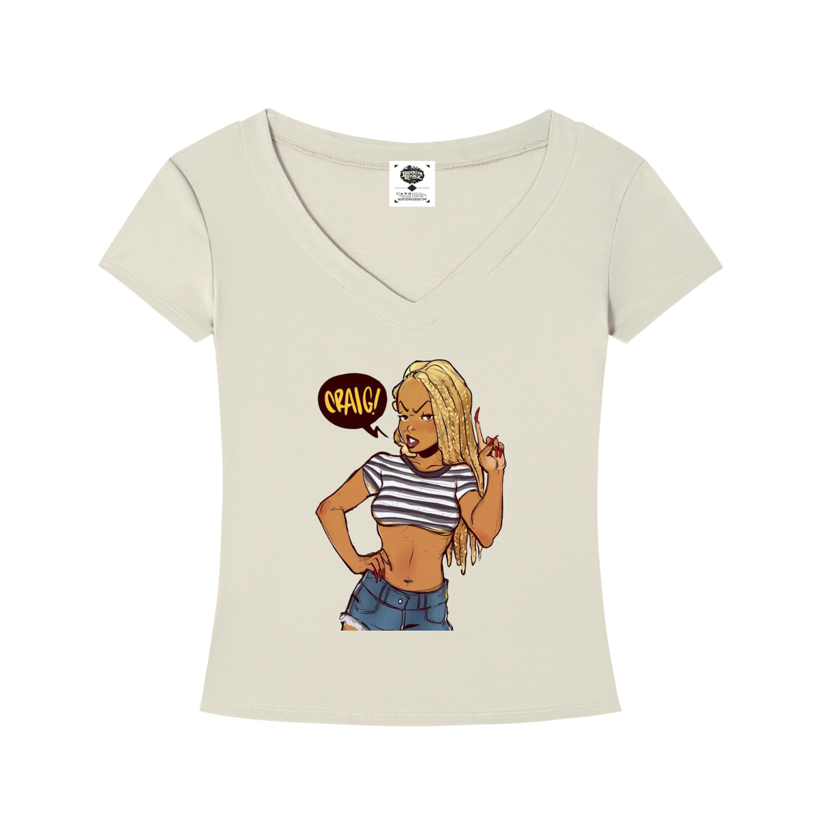 "I Love Yo Mama" Tencel Slim Fit V-Neck T-Shirt