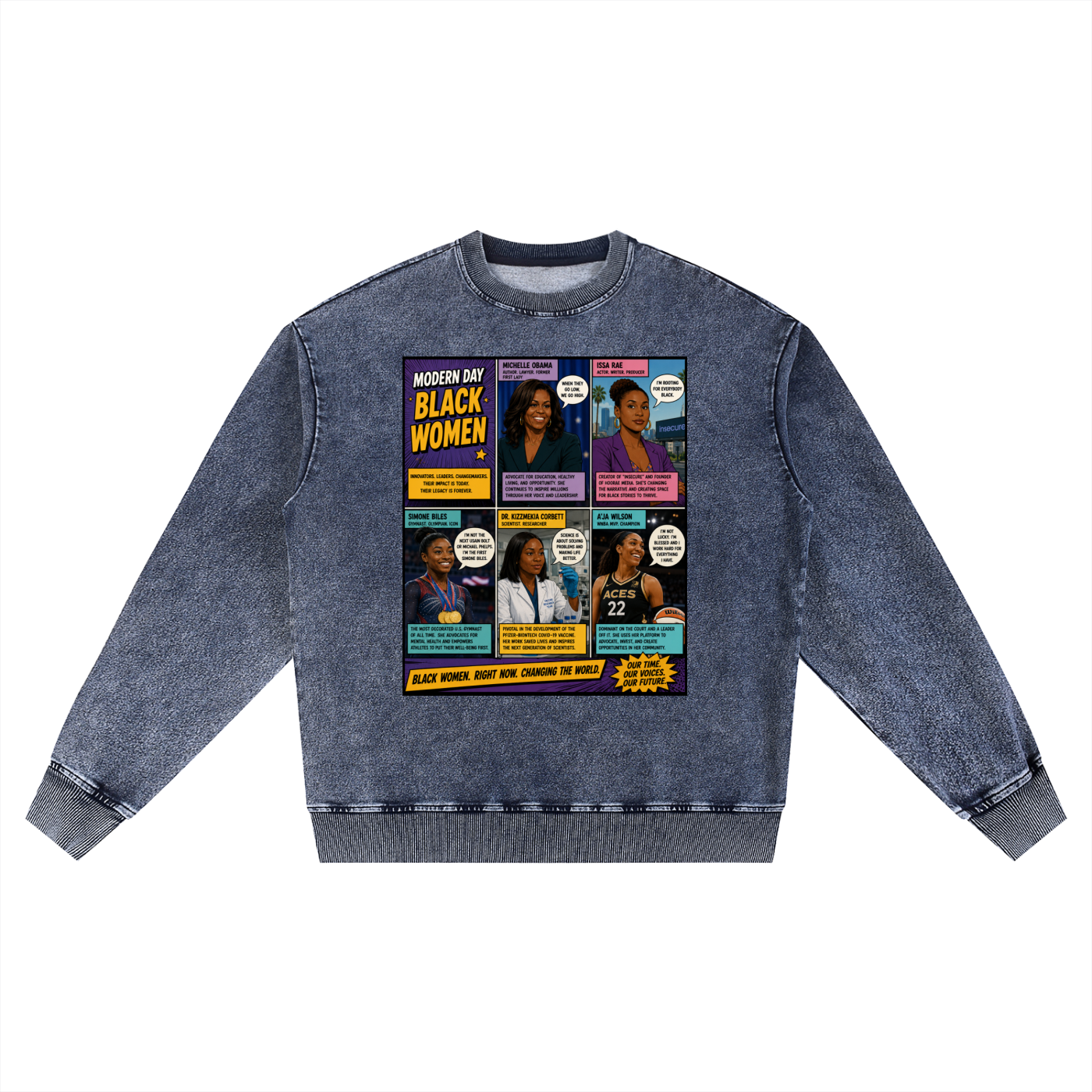 "Queens Vol.1" Women's Snow Wash Oversized Crewneck Sweatshirt