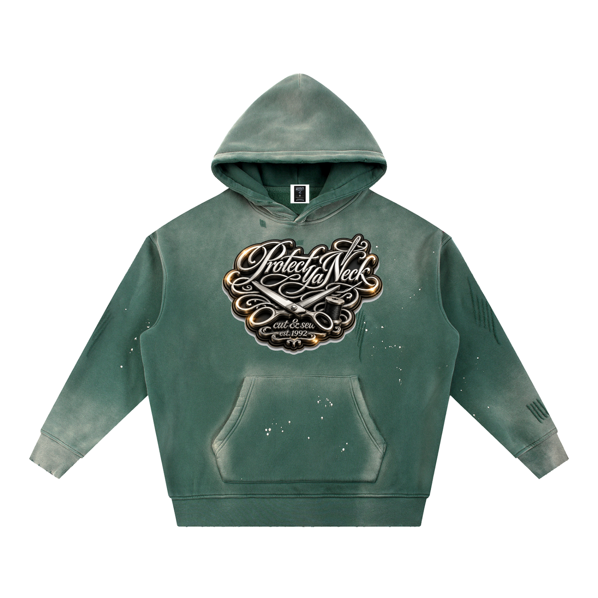 PYN™ "Cut & Sew" Standout Vintage Washed Frayed Fleece Hoodie