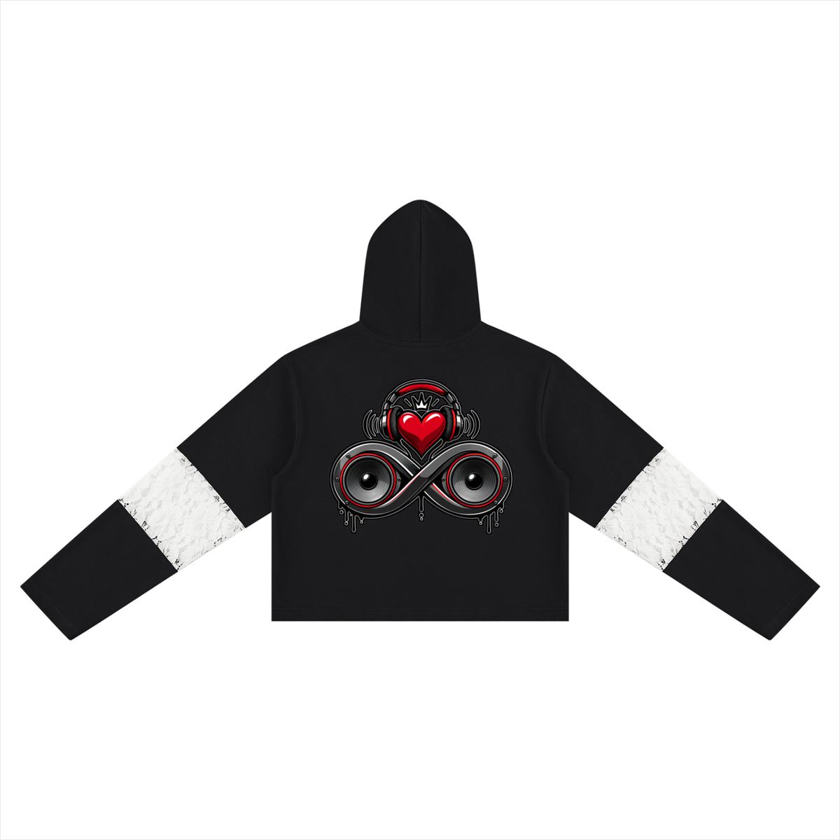 Infinity Sione™ "Heartbeatz" Women’s Cropped Lace-Panel Hoodie