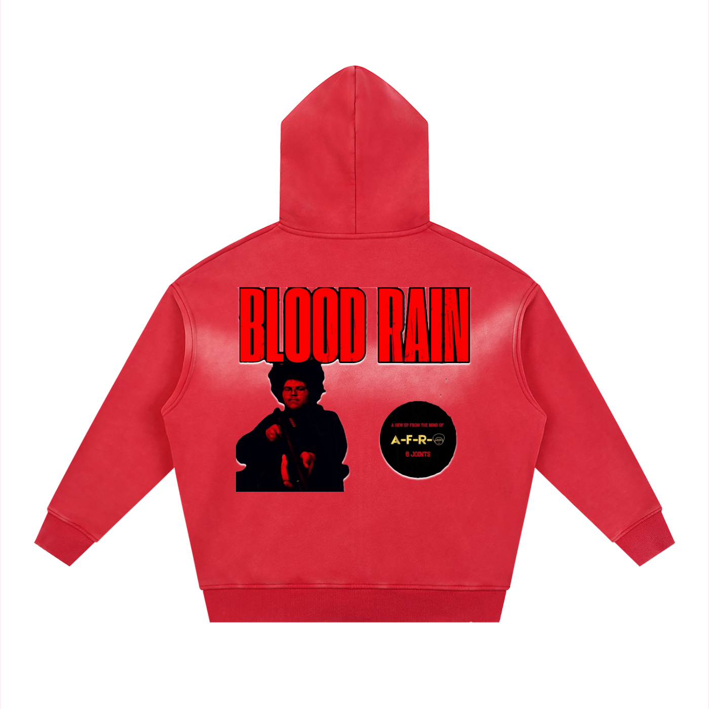 "Blood Rain" Sunfade Two-way Zipper Boxy Fleece Hoodie