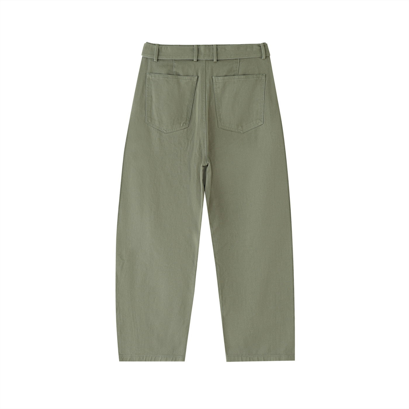 Women's Belted Barrel-leg Chino Pants