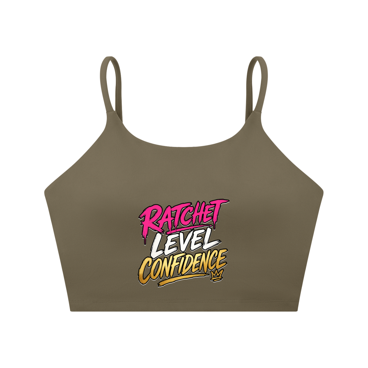 "Ratchet Level Confidence" Spaghetti Strap Yoga Sports Bra