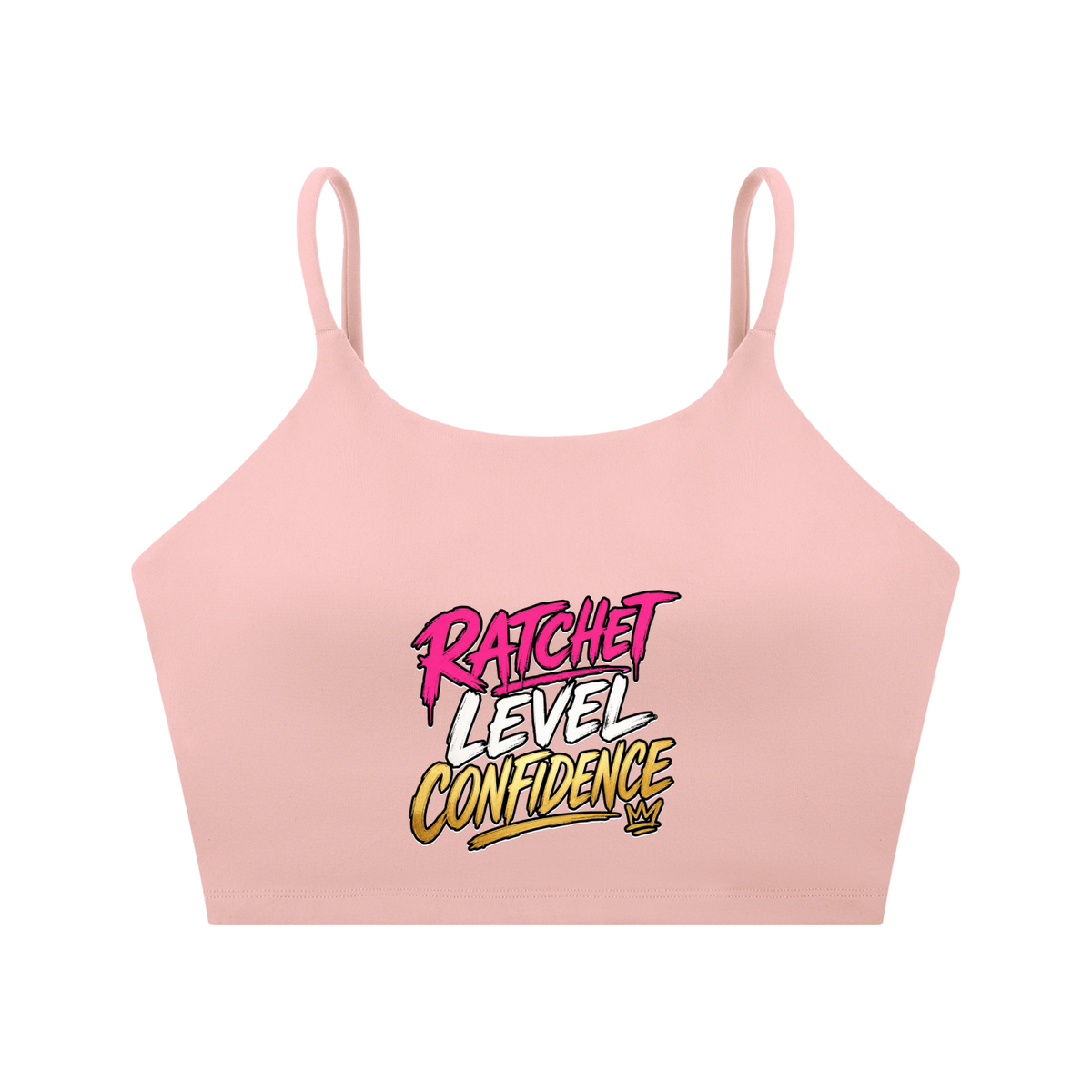 "Ratchet Level Confidence" Spaghetti Strap Yoga Sports Bra